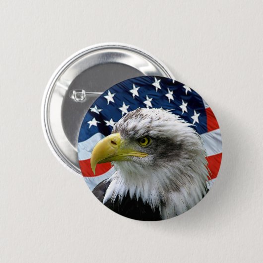 Bald Eagle American Flag Button (Voorkant /achterkant)