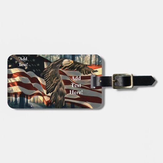 Bald Eagle American Flag Country Road Bagagelabel (Voorkant horizontaal)