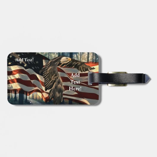 Bald Eagle American Flag Country Road Bagagelabel (Achterkant horizontaal)