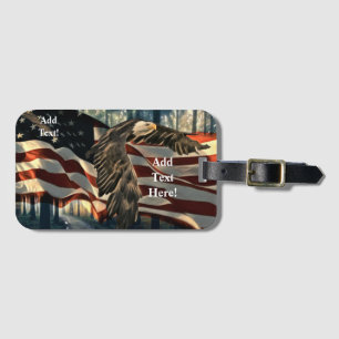 Bald Eagle American Flag Country Road Bagagelabel
