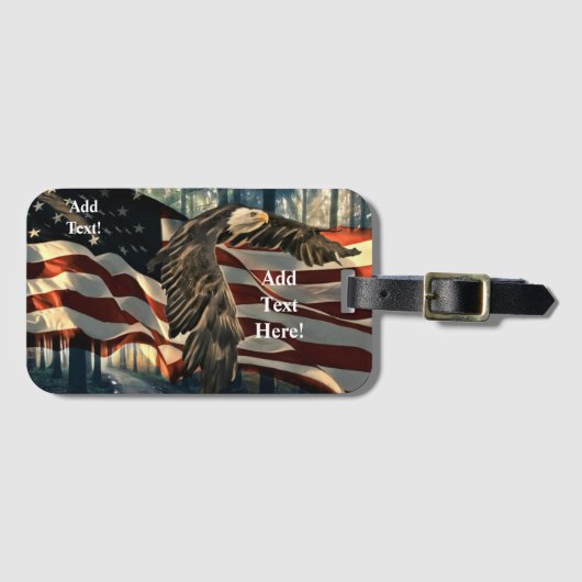 Bald Eagle American Flag Country Road Bagagelabel (Voorkant (horizontaal))
