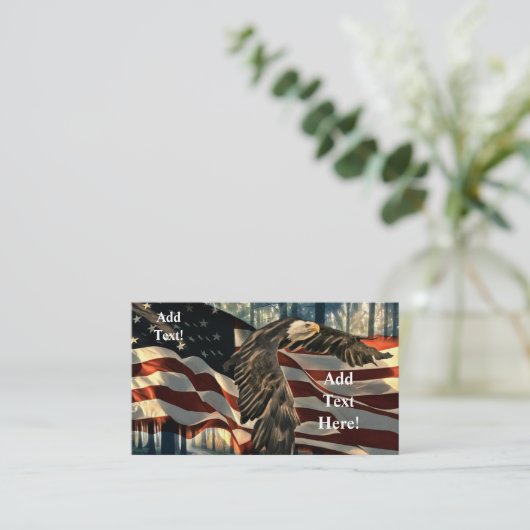 Bald Eagle American Flag Country Road Business Aut Visitekaartje (Staand voorkant)