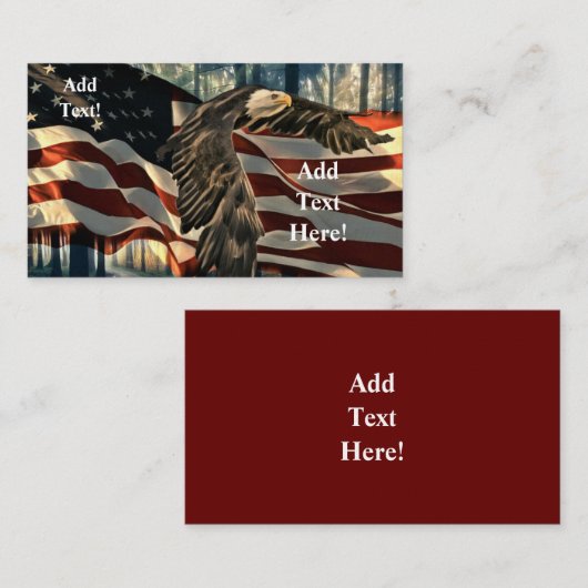 Bald Eagle American Flag Country Road Business Aut Visitekaartje (Voorkant / Achterkant)