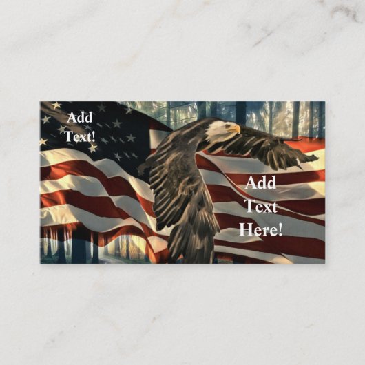 Bald Eagle American Flag Country Road Business Aut Visitekaartje (Voorkant)
