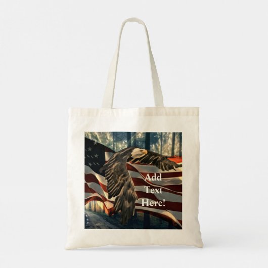 Bald Eagle American Flag Country Road Canvas tas (Achterkant)