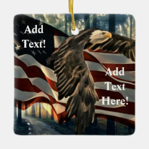 Bald Eagle American Flag Country Road Ceramic Orna Keramisch Ornament