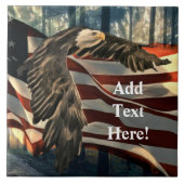 Bald Eagle American Flag Country Road Ceramic Tile Tegeltje (Voorkant)