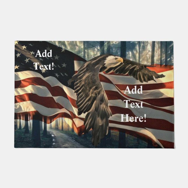 Bald Eagle American Flag Country Road Doormat Deurmat (Voorkant)