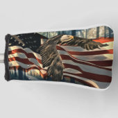 Bald Eagle American Flag Country Road Golfheadcover (Voorkant)