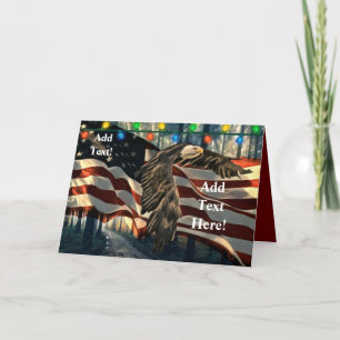 Bald Eagle American Flag Country Road Holiday Kaar Feestdagen Kaart