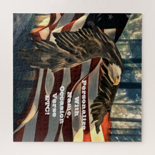 Bald Eagle American Flag Country Road Jigzaag Puzz Legpuzzel (Horizontaal)