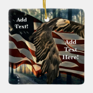 Bald Eagle American Flag Country Road Keramisch Ornament