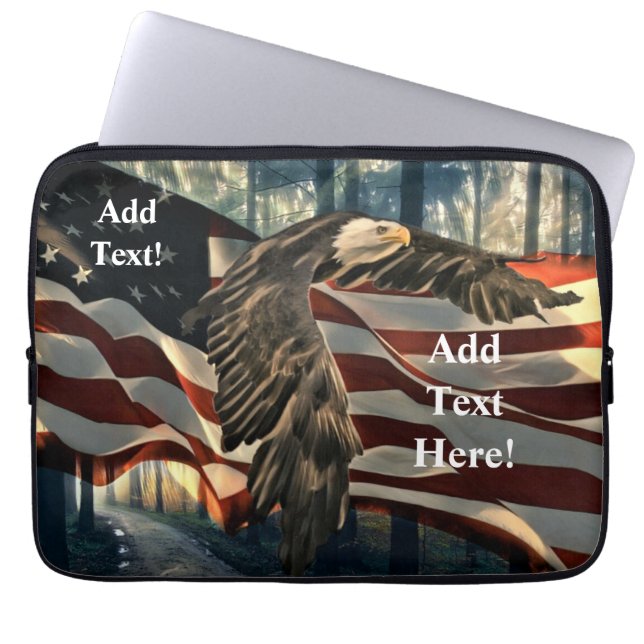 Bald Eagle American Flag Country Road Laptop Sleev Sleeve (Voorkant)