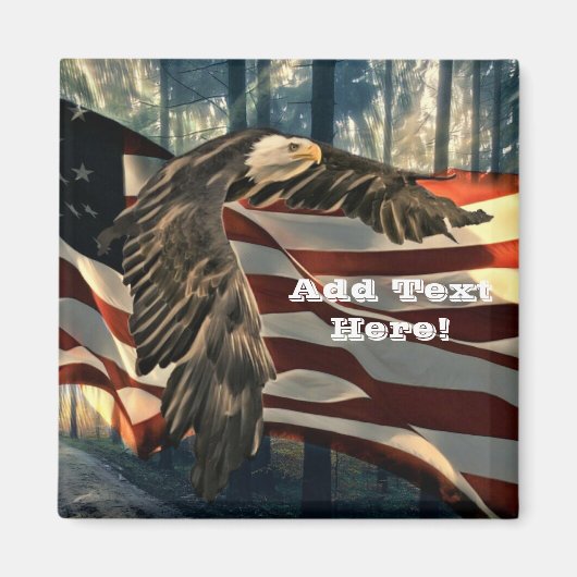 Bald Eagle American Flag Country Road Magneet (Voorkant)