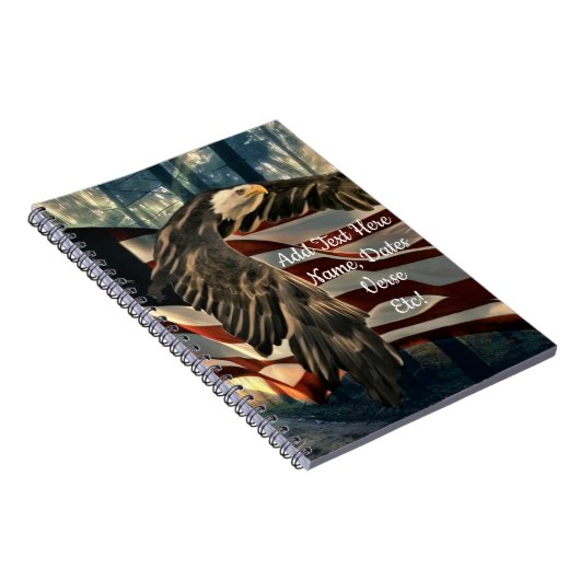 Bald Eagle American Flag Country Road Notitieboek (Rechterzijde)