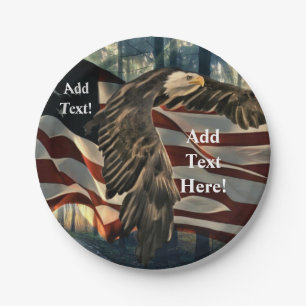 Bald Eagle American Flag Country Road Paper Borden Papieren Bordje
