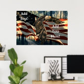 Bald Eagle American Flag Country Road Poster (Thuiskantoor)