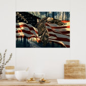 Bald Eagle American Flag Country Road Poster (Keuken)