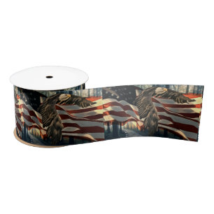 Bald Eagle American Flag Country Road Satijnen Lint