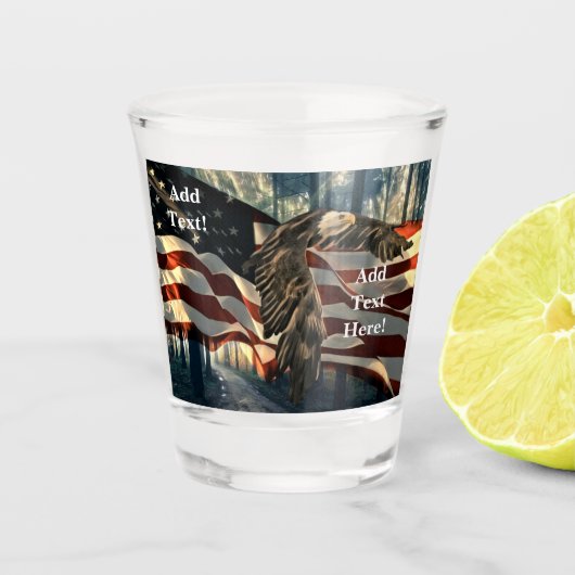 Bald Eagle American Flag Country Road Shot Glas (Voorkant)