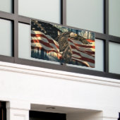 Bald Eagle American Flag Country Road Spandoek (Buitenkant Gebouw)