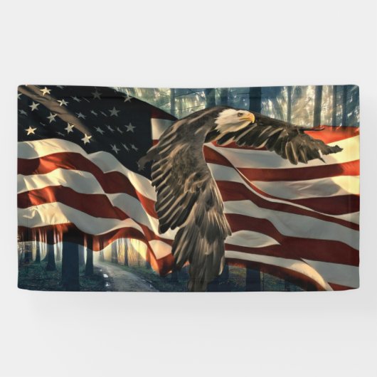 Bald Eagle American Flag Country Road Spandoek (Horizontaal)