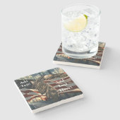 Bald Eagle American Flag Country Road Stone Coaste Stenen Onderzetter (Zijkant)