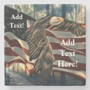 Bald Eagle American Flag Country Road Stone Coaste Stenen Onderzetter