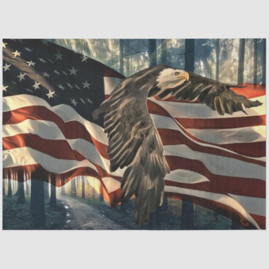 Bald Eagle American Flag Country Road Tissuepapier (Voorkant)