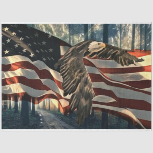 Bald Eagle American Flag Country Road Tissuepapier (Voorkant)