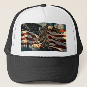 Bald Eagle American Flag Country Road Trucker Pet