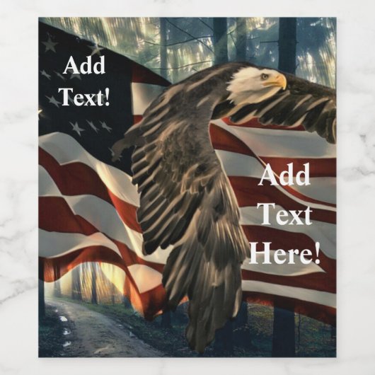 Bald Eagle American Flag Country Road Wine Label Wijn Etiket (Enkel label)