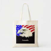Bald Eagle American Flag Custom Name of Quote Tote Bag (Voorkant)