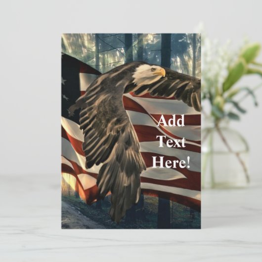 Bald Eagle American Flag Invitation Kaart (Staand voorkant)