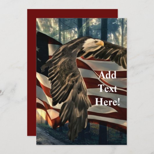 Bald Eagle American Flag Invitation Kaart (Voorkant / Achterkant)