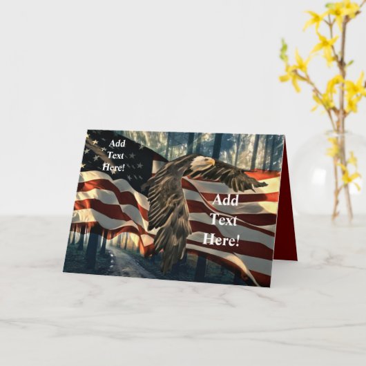 Bald Eagle American Flag Kaart (Gele Bloem)