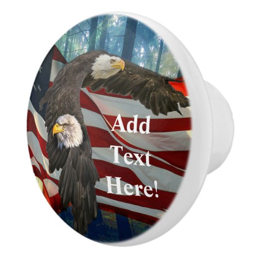 Bald Eagle American Flag Keramische Knop (Rechts)
