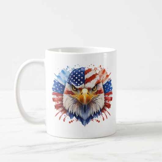 Bald Eagle American Flag Koffiemok (Links)