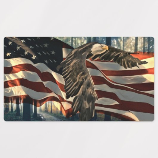 Bald Eagle American Flag Labels (Design 2)