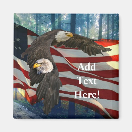 Bald Eagle American Flag Magneet (Voorkant)