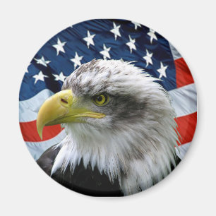 Bald-Eagle-American-Flag Magneet