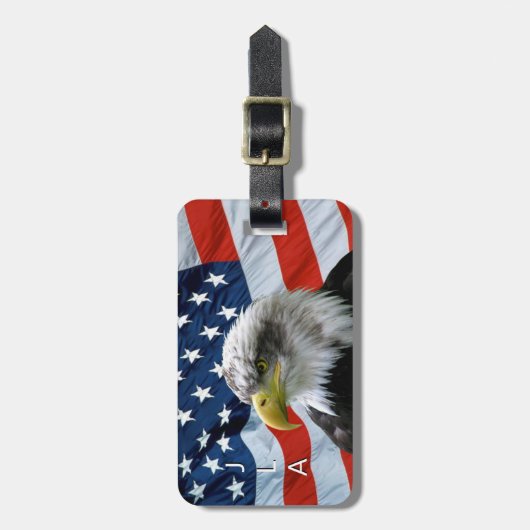 Bald Eagle American Flag Monogram Bagagelabel (Voorkant verticaal)