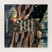 Bald Eagle American Flag Nieuw Burgerschap Legpuzzel (Horizontaal)