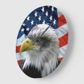 Bald Eagle American Flag Numberless Wall Clock Grote Klok (Hoek)