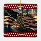 Bald Eagle American Flag Ornament (Achterkant)