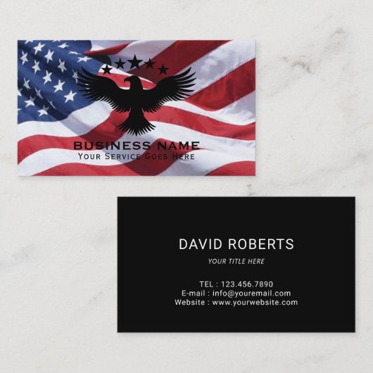 Bald Eagle American Flag Patriotic Army Visitekaartje (Voorkant / Achterkant)