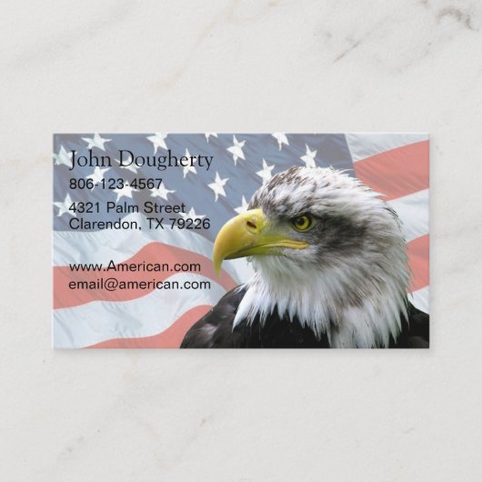 Bald Eagle American Flag Patriotic Visitekaartje (Voorkant)