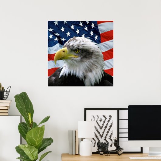 Bald Eagle American Flag Print (Thuiskantoor)