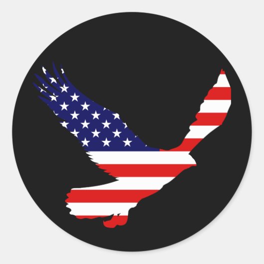 Bald Eagle American Flag Ronde Sticker (Voorkant)