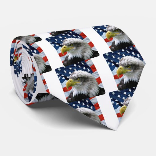 Bald Eagle American Flag Stropdas (Opgerold)